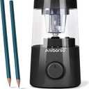 Electric Pencil Sharpener, Helical Blade Automatic Pencil Sharpener, Battery/USB Cord Operated Adjustable Sharpness for 6-8 mm Pencil, Classroom, School, Office, Home, Black
