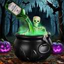 Floating Potion Cauldron - Cauldron Halloween Decor with Magic Floating Potion Bottles and Diffuser - Black Plastic Witches Bowl Hocus Pocus Party Decoration for Vintage Home Decor