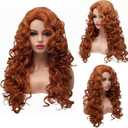 Long Fox Red Hair Curly Wig Wavy Full Head Copper Red Halloween Wigs for Women Cosplay Costume Party wig (Fox Red)