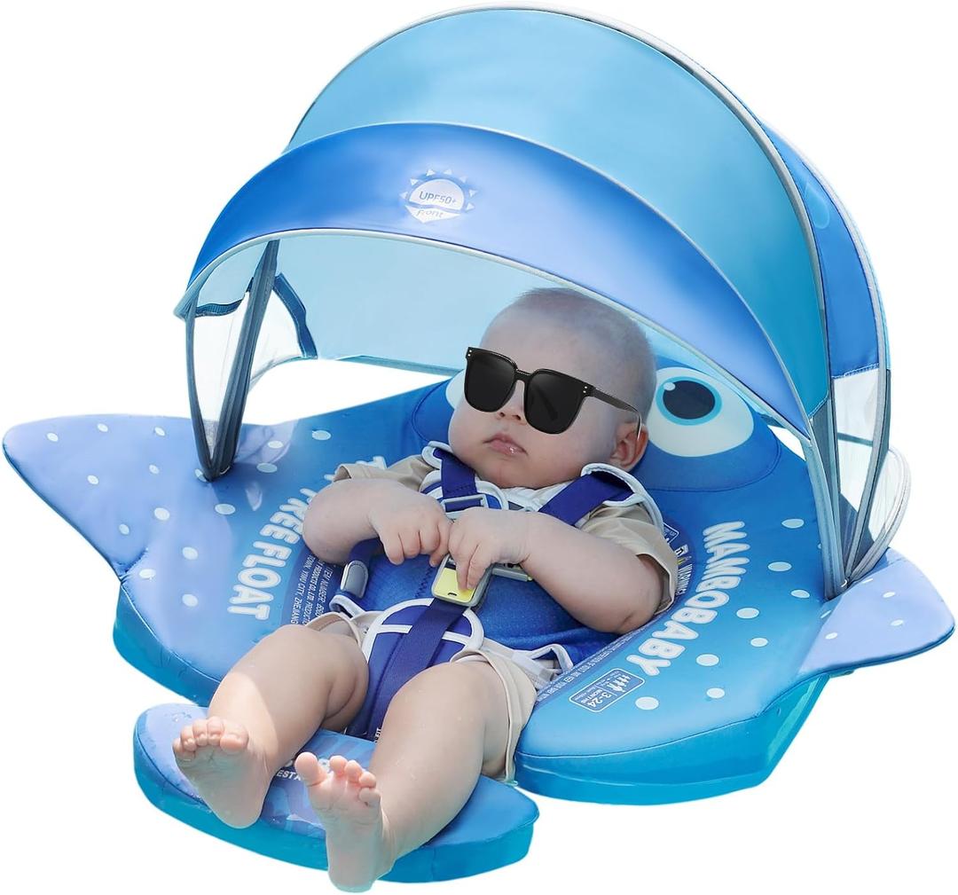 3Months to 48Months 3rd Swim Mode Standing Stroke Baby Stroller Canopy Baby Swim Float Mambobaby Float Infant Non-Inflatable Swim Ring Solid Baby Pool Float with Tail Smart Swim Trainer