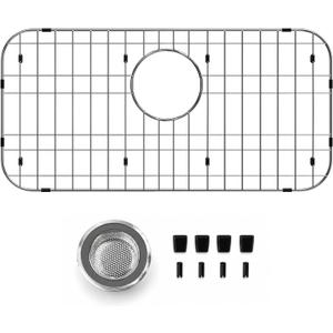 iPEGTOP Sink Bottom Grid, 23"x 13" Stainless Steel Sink Protector with Rear Drain Corner Radius 2", Sink Grate for Bottom of Kitchen Single Sink Bowl, One-Piece