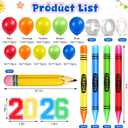 166 Pcs Pre-k Graduation Balloon Arch Kit Preschool Graduation Balloon Arch Large Inflatable Pencil Crayon Balloons Abc Alphabet Blocks Backdrop for Back to School Celebration Party Decor