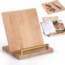Cookbook Stand with Removable Cutting Board  Adjustable Recipe Book Holder, Charcuterie Board & Kitchen Serving Tray, Kitchen Counte Decor (Gold)