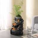 Tolevoit Tabletop Water Fountain with LED Lighting for Indoor Decor and Ambiance Relaxation Soothing Sound Waterfall Indoor Zen Relaxation for Office Home Decorations Growing Plants by Yourself