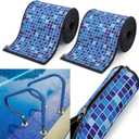 Geelin 2 Pcs Pool Handrail Covers 5.9 ft Neoprene Zippered Handrail Cover Slip Resistant Printed Rail Grip Covers for Swimming Pool Handrailing(Blue Mosaic Tiles Style)