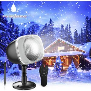 Christmas Snowfall Lights Projector Outdoor, Indoor Holiday Projector Lights with Remote Control, Rotating Snow Falling Projector Lamp for Halloween Xmas Wedding Garden Landscape Decorative(Snow Spots)
