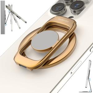 Magnetic Phone Ring Holder for MagSafe Phone Grip & Kickstand, Strong Dual-Sided Magnets Compatible with MagSafe Car Mount for iPhone 17/16/15/14/13/12 Pro Max and Android Phone Cases (Gold)