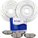ECCPP Brake Kits, 2pcs Front Disc Brake Rotors and 4pcs Ceramic Disc Brake Pads Set for 1996 1997 1998 1999 2000 2001 2002 2003 2004 2005 for Honda Civic
