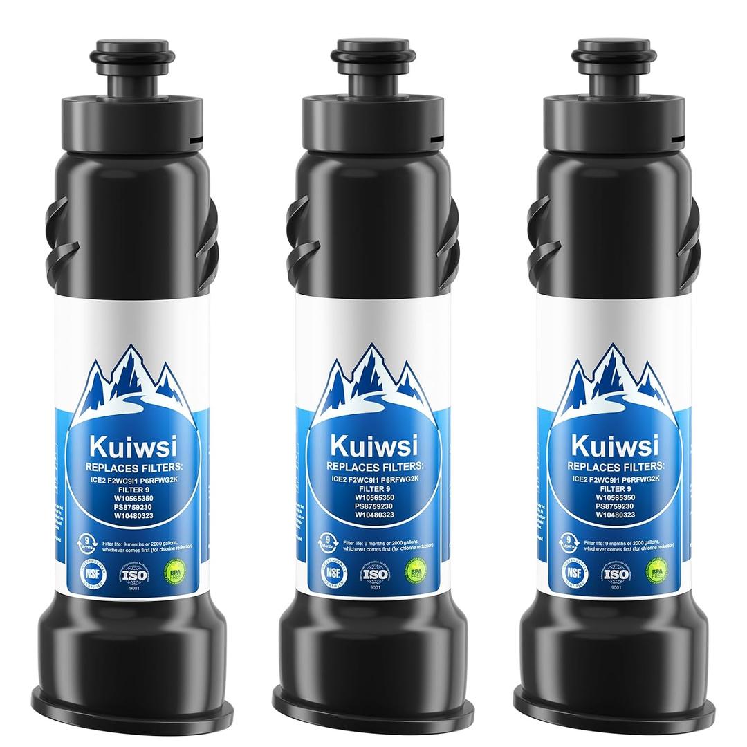 ICE2 F2WC9I1 ICE Maker Filter Replacement for Whirlpool WUI75X15HZ, WUI95X15HZ01, KitchenAid KUIX535HPS00, KUIC15PHZS, KUIC18NNZS0, KUIC18PNZS, KUID508ESS1, KUIX305ESS2, 3PACK