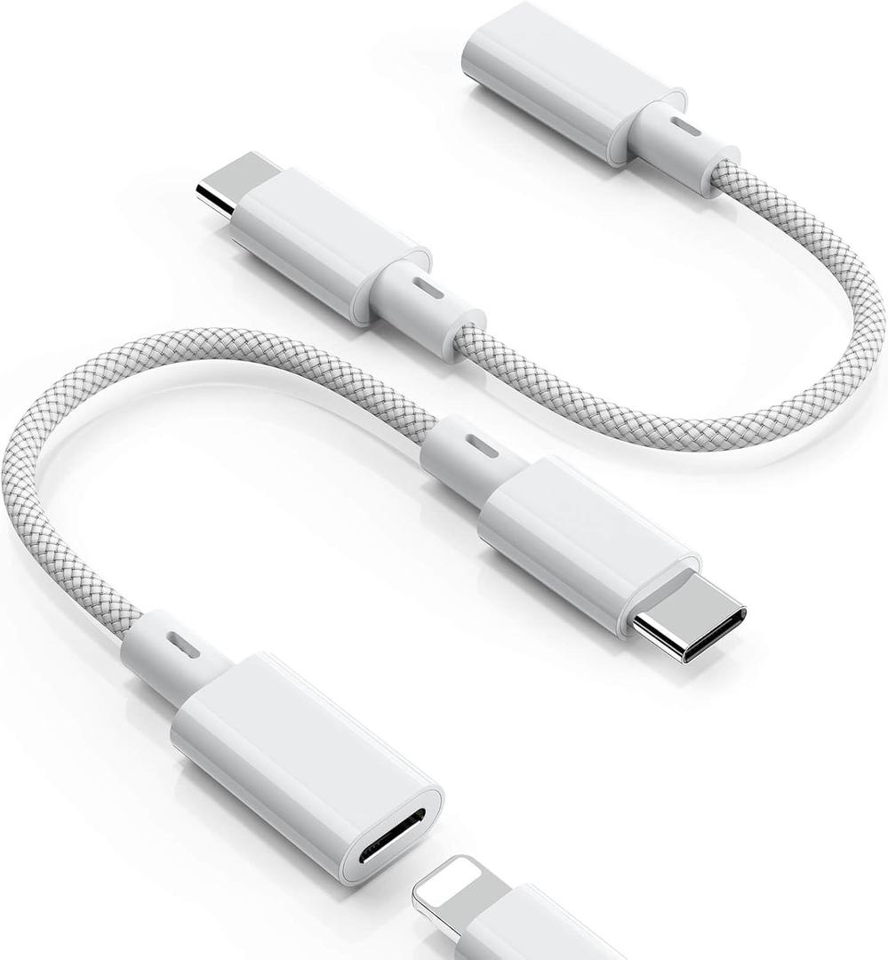 Lightning to USB C Adapter (2 Pack), Fast Charging & Data Transfer, USB C Charger Connector Cable for iPhone 17/16/15, iPad Pro/Air, Samsung,Pixel-(Not for Headphone/OTG)