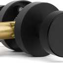 Orger Matte Black Passage Door Knobs Interior, Zinc Alloy Keyless Black Closet Door Knobs, Knurled Heavy Duty Round Base Modern Doorknobs for Hallways, 1 Pack