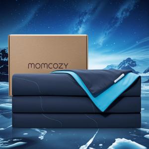 Momcozy Life CoolMurm Cooling Comforter for Hot Sleepers, King/Cali King 106"x90" Soft Breathable Pregnancy Cooling Blanket, 3-Second Cooling, 8 Hours+ Stay Cool All Night, Midnight Blue