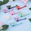 8Pcs B Butterfly Glitter Cap Straw Cover Cap for Stanley Cup 40oz/30oz Accessories, 10mm Reusable Cute Drinking Straw Topper Accessories, Portable Protector Plugs Decorations Gifts for Party Favors