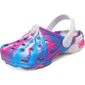 Boys and Girls Graphic Clogs for Kids,Unisex Eva Mules for Big Kid,Little Kid,Boy and Girl Closed Toe Slide Sandals (Purple White) W6