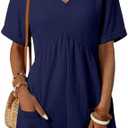 AlvaQ Womens Summer Short Sleeve V Neck High Waist Zipper Romper with Pockets Size M