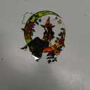 Halloween Faux Stained Glass Ghost Ornaments Acrylic, Halloween Decor Cute Suncatcher, Cute Ghost Gift for Book Lovers, Gothic Fall Decor for Window, for Women (Moon Witch)