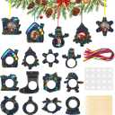 AmazingSpark 24 Pcs Christmas Photo Frame Ornaments DIY Scratch Paper Picture Hanging Frame Ornaments Rainbow Scratch off Cards for Christmas Tree Decoration Holiday Party Home Activities