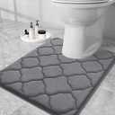OLANLY Memory Foam Toilet Rugs U-Shaped 24x20, Ultra Soft and Absorbent Bathroom Rugs, Non-Slip, Comfortable, Machine Washable Contour Bath Mat for Toilet Base, Home Decor Accessories, Dark Grey