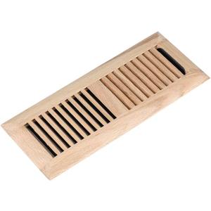 White Oak Hardwood Drop in Floor Register, 4X12 Inch, High Output Air Flow, with Damper, Unfinished
