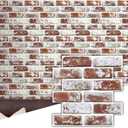 Commomy 10 Pcs 3D Peel and Stick Brick Backsplash -11.8"X11.8" Small Size Thin PVC Faux Brick Wall Panels Farmhouse DIY Brick Wall Paneling for Fireplace, Bedroom, Living Room, Kitchen, RV