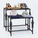 Industrial Retail Display Tables, Standing Clothing Shoes Display Rack, Set of 2 Boutique Display Riser, Retro Unit Storage Shelves, Garment/Handbag Display Stand