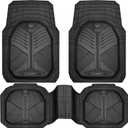 CAR PASS Heavy Duty Rubber Car Mats, Deep-Dish Odorless Car Floor Mats All Weather, Universal Trim-to-Fit for SUVs Trucks Sedans, Waterproof Anti-Slip, 3 Pieces V12 Black