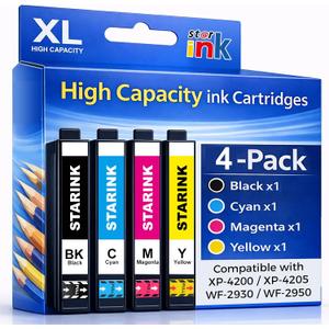 Starink Remanufactured Replacement for Epson 232 232XL Ink Cartridges Combo Pack for Workforce WF-2930 WF-2950 Expression XP-4200 XP-4205 Printer Ink,Replacement for Epson 232 Ink Cartridge,4 Pack