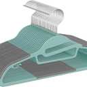 Heavy Duty Plastic Hangers 50 Pack with Non-Slip Design,0.2 Inches Thick,360Swivel Hook Space Saving Organizer for Bedroom Closet,Shirts,Pants,Strong Enough for Coat(Dusty Blue- S Shaped)