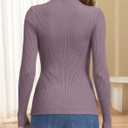 ATHMILE Women's 2026 Fall Long Sleeve Pullover Ribbed Knit Sweater Low Mock Neck Slim Fit Basic Casual Tee Tops (S)