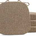 SINOSSO Thickened 2.5" Dining Chair Cushions, Soft Blended High Density Support Foam Kitchen Seat Cushions with Ties, U-Shaped Non-Slip Indoor Chair Pads, 16.5" x 16", 4 PCS, Light Brown