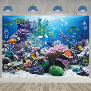 Under The Sea Backdrop Underwater World Photography Background for Kids 8x6FT Ocean Theme Birthday Party Decorations Portrait Photo Props