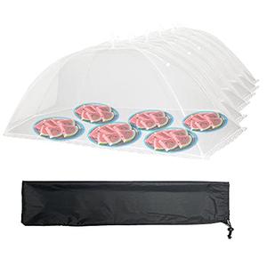 Simply Genius 6 Pack Extra Large Food Tent 3- 9x24 Pop-Up Food Tents - Mesh Food Covers for Outdoors - Reusable and Collapsible Food Net