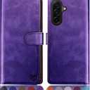 SUANPOT Compatible with Samsung Galaxy A17 5G Wallet case with RFID Blocking Credit Card Holder,Flip Book PU Leather Protective Cover Women Men for Samsung A17 Phone case Purple