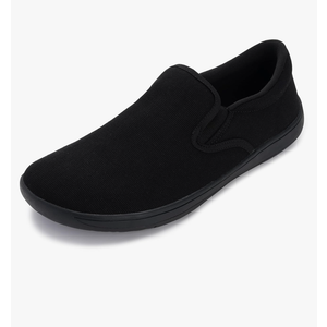 WHITIN Men's Wide Toe Box Slip on Barefoot Shoes | Minimalist Sneakers | Zero Drop Sole, 8M, All Black 