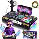 OZMI Kids DJ Music Mixer Table Board Set Toy with Microphone, Lights Interactive Musical Toys for Ages 3-12 | 100+ Sounds, Piano Keys, Disco Mode, Rechargeable for Kids Boys & Girls