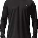 Roadbox Mens UPF 50+ UV Sun Protection Shirts Outdoor Long Sleeve SPF Rash Guard for Fishing Hiking Swimming Running (Black, L)