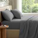 Bare Home Twin Sheet Set - Hotel Luxury - Deep Pockets - Double Brushed Microfiber for Softness - Easy Fit - 3 Piece Set - Bed Sheets with Envelope Pillowcases (Twin, Grey)