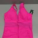 BMJL Women's Tummy Control Swimsuits Mesh Sexy One Piece Bathing Suits Slimming V Neck Swimwear (Medium, Hot Pink51)