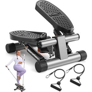 Niceday Steppers for Exercise, Mini Stair Stepper with Resistance Bands at Home Workout Equipment with 300LBS Loading Capacity, Hydraulic Fitness Stepper with LCD Monitor