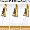 Gold Brushed Nickel Kitchen Faucet with Pull Down Sprayer, Vintage 3 Mode Sprayer Kitchen Sink Faucet for Praticial Use, Antique Farmhouse Style, Deck Mount