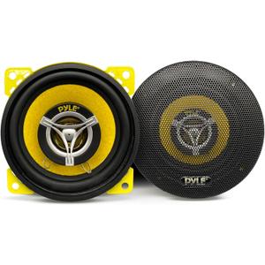 Pyle Car Two Way Speaker System-Pro 4 Inch 140 Watt 4 Ohm Mid Tweeter Component Audio Sound Coaxial Speakers For Car Stereo w/20 Oz Magnet,1.85 Mount Depth Fits Standard OEM-Pyle PLG4.2(Pair),Yellow