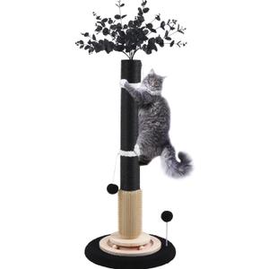 Scratching Posts for Indoor Cats Adults,45'' Tall Halloween Gothic Scratching Post with 3.5Inch Diameter Sisal Rope,Black Cat Scratcher with Interactive Ball Toys Self Groomer Brush for Large Cats