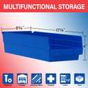Akro-Mils 30138 Plastic Shelf Bins, Heavy Duty Storage Bins for Garage, Closet, and Drawer Organization, 18" x 6-1/2" x 4", Clear, 12-Pack