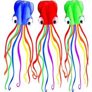 Hengda Kite Soft Octopus Kite Series, Beautiful Kite with Long Colorful Tail for Kids and Adults, Easy to Fly Beach Kites, Excellent Outdoor Games and Activity Toys, Suitable for Beginners.