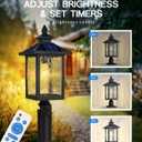 FEMILA Solar Post Lights Outdoor, 20" Dusk to Dawn Outdoor Column Lights Aluminum Glass Solar Lamp Post for Garden Patio Driveway, with Remote Control, 4FYX88P-L SL BK SW, 19.7"