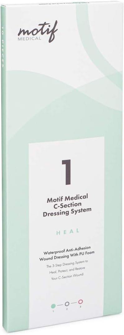 Motif Medical Stage 1 Heal C-Section Scar Strips - 3-Step Scar Care Wound Dressing to Heal, Protect & Restore - Scar Patches for Surgical Scars - Scar Tape Bandage for Postpartum Care (Pack of 10)