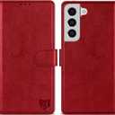 ZZXX for Samsung Galaxy S22 Wallet Case with RFID Blocking Card Slot Kickstand Magnetic Closure Leather Flip Fold Protective Phone Case for Samsung Galaxy S22 5G Case Wallet(Red-6.1 inch)