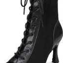YYTing Women Suede Ballroom Dance Boots Latin Salsa Dress Shoes Practice Footwear 2.5inch 3.5inch Heels YT22 (Black)