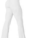 HEGALY Women's Flare Yoga Pants - Crossover Flare Leggings Buttery Soft High Waisted Workout Casual Bootcut Pants (XX-Large, White)