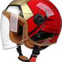 Youth & Kids Gift Retro Electric Motorcycle 3/4 Half Helmet,Toddler Cute 3/4 Open Face Motorcycle Half Helmet,DOT Approved,Boys Girls Go-Kart Dirt-Bike Street Scooter Vespa ATV Helmet One size(48-58 cm)